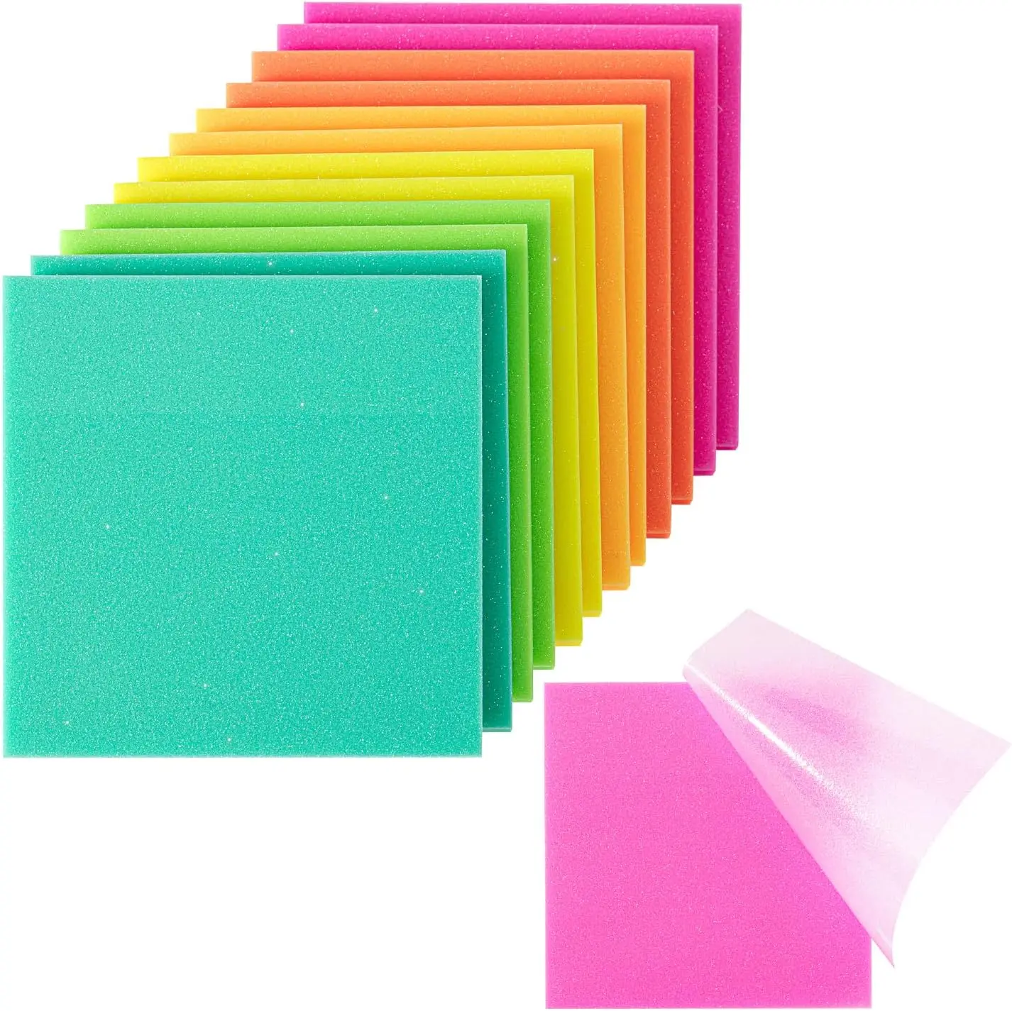 Mr. Pen Transparent Glitter Sticky Notes - 3"x3", 12 Pads, 600 Sheets, Bright Colors, Fun Desk Supplies, Office Desk Supplies, Office Stationery for Labeling & Indexing