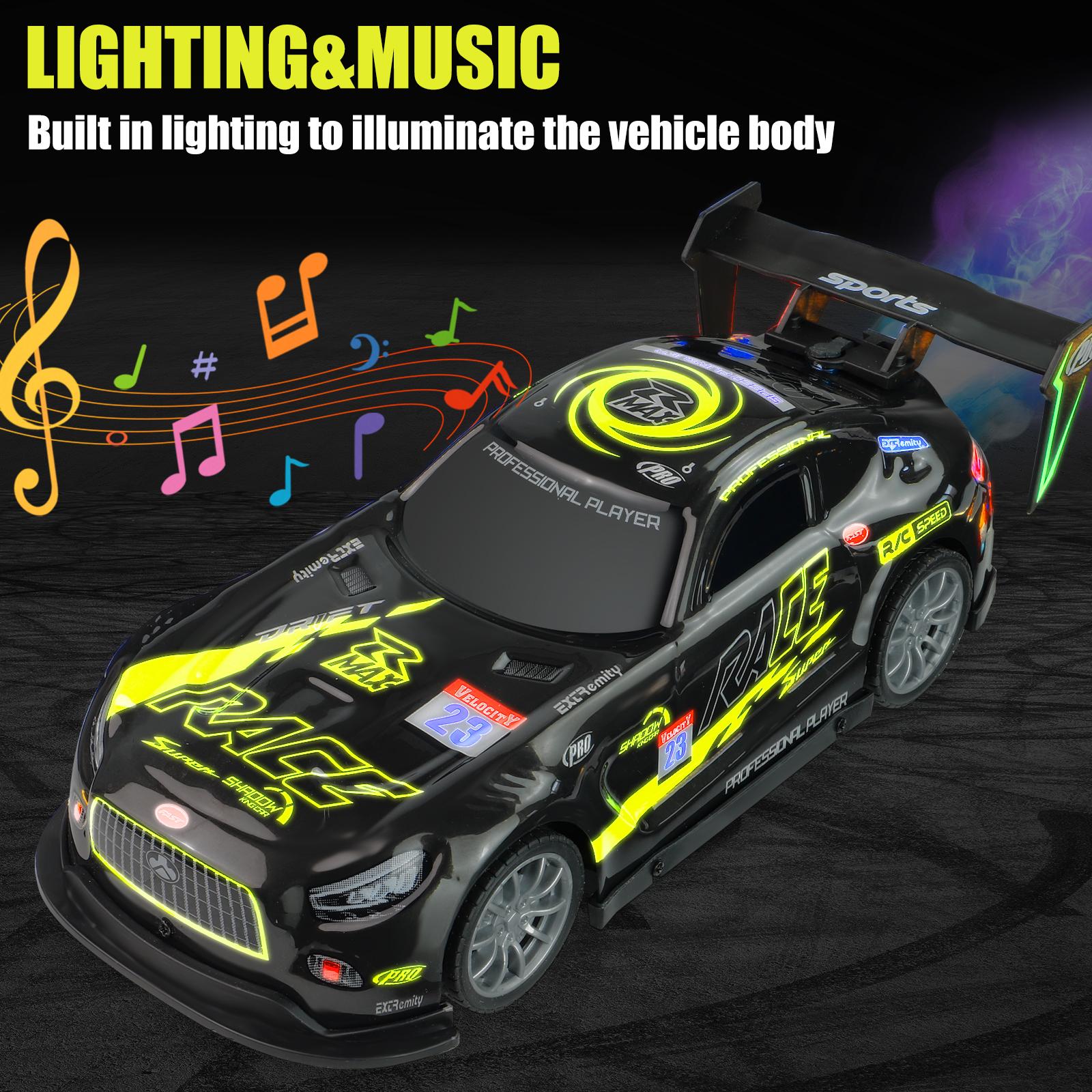 1:16 Alloy Drift RC Car - 4WD Remote Control Drift Car with Flashing LED Lights, Precision Drift Tires, and Steam Nitrous for High-Performance Drift Action