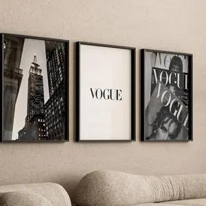 Luxury Set of 3 Wall Art Black White Trendy Wall Decor Vintage Fashion Poster Luxury Print Girly Wall Art Preppy Dorm Aesthetic Digital #149