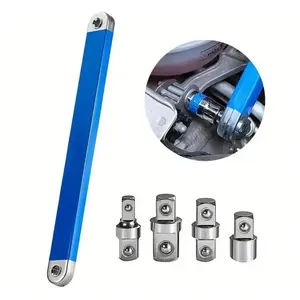 Upgraded Impact Ready Offset Extension Wrench, Tight Reach Extension Wrench Set, with Versatile 1/2", 1/4" and 3/8" Square Drive Adapters, Universal Extensions Wrench for Small Place