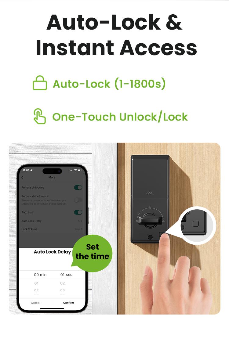 GHome Smart Fingerprint Door Lock, 4-in-1 Keyless Entry Deadbolt, App-Assisted Control, 6-Month Battery Life  KD30