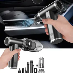 5 in 1 Electric Portable Fan Wind Turbine Vacuum Machine Air Duster & Inflator for Hot Summer Cleaning Rechargeable Design with Air Outlet Speed Control Button Power Button Indicator Light