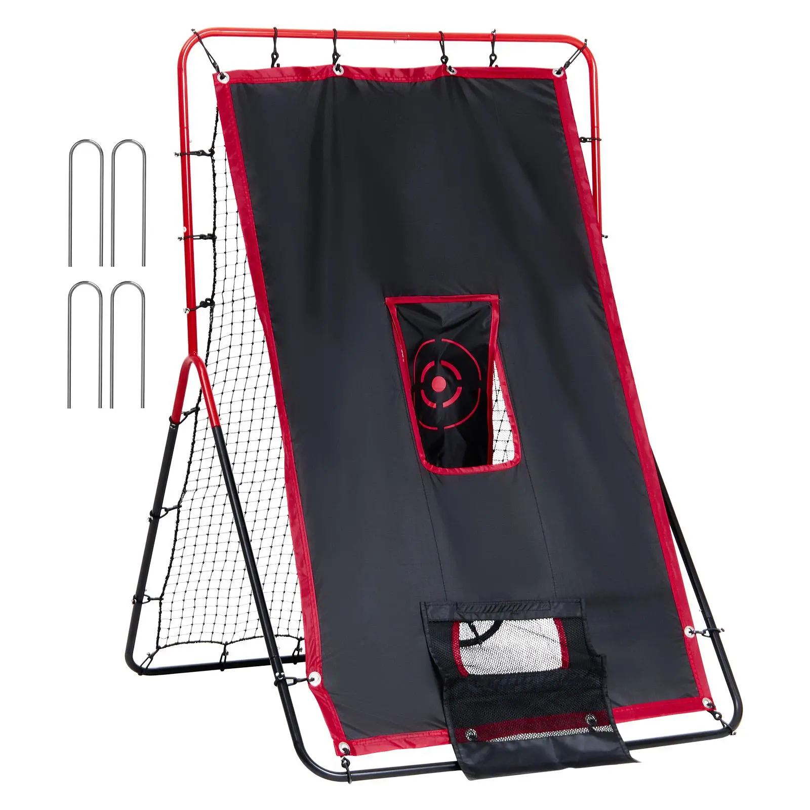 VEVOR 2-in-1 Baseball Pitch Trainer & Rebounder Combination Net, 3.5x4.5ft Portable Size Sturdy Setup Fielding Tool with 3 Zones, Steel Frame, High-Density PE Net for Baseball/Softball Hitting Training
