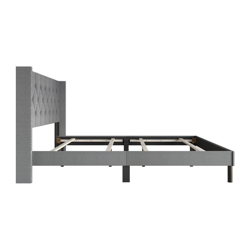 Favorer Cicero Tufted Upholstered Wingback Panel Bed, Box Spring Require, Comfortable and Stylish Design King Size Four Sturdy Legs