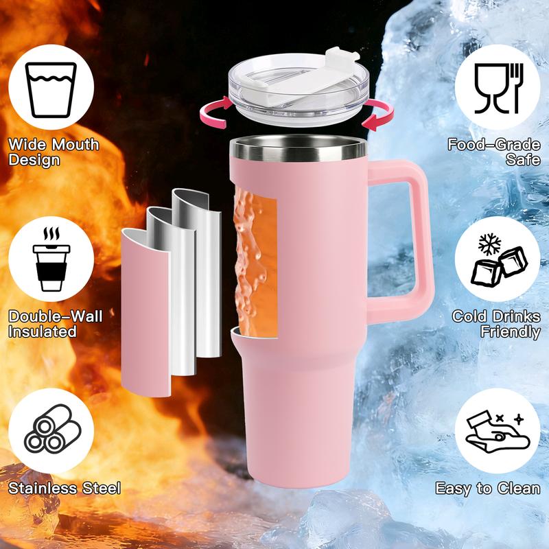 Stainless Steel Vacuum Insulated Cup with Handle and Straw for Children's Women Valentine's Day Birthday Gifts Set, Keep Cold, Hot & Ice, Portable Drinkware Tumbler Water Bottles, Bottled, Flasks funny Tumbler Drinkware Tea Iced Tea girl gifts friendship