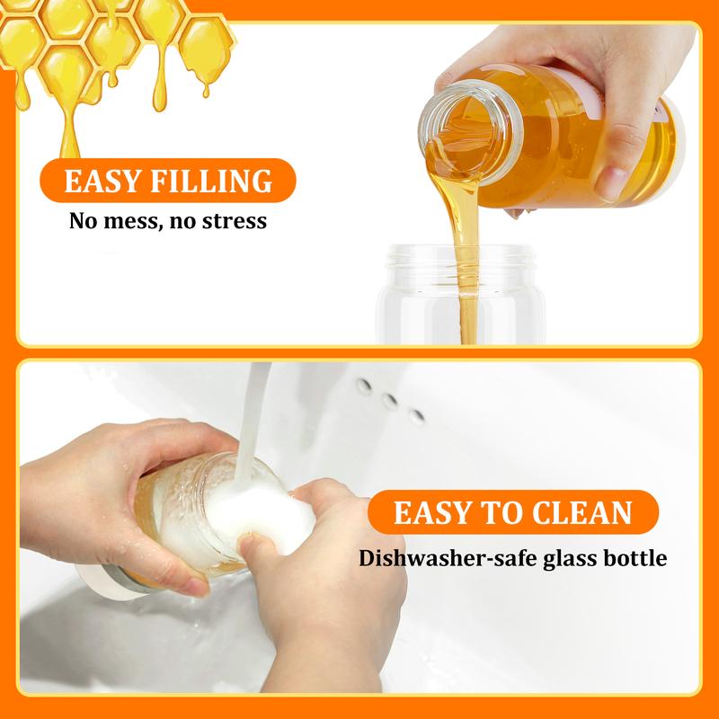 Aelga Glass Honey Dispenser kitchen items No Drip No Mess Leak-Free Design with Handle for Maple Syrup Maintains Freshness Easy to Clean Refill Perfect for Everyday Use Aelga Glass Honey Dispenser kitchen items No Drip No Mess Leak-Free Design with Handle for Maple Syrup Maintains Freshness Easy to Clean Refill Perfect for Everyday Use