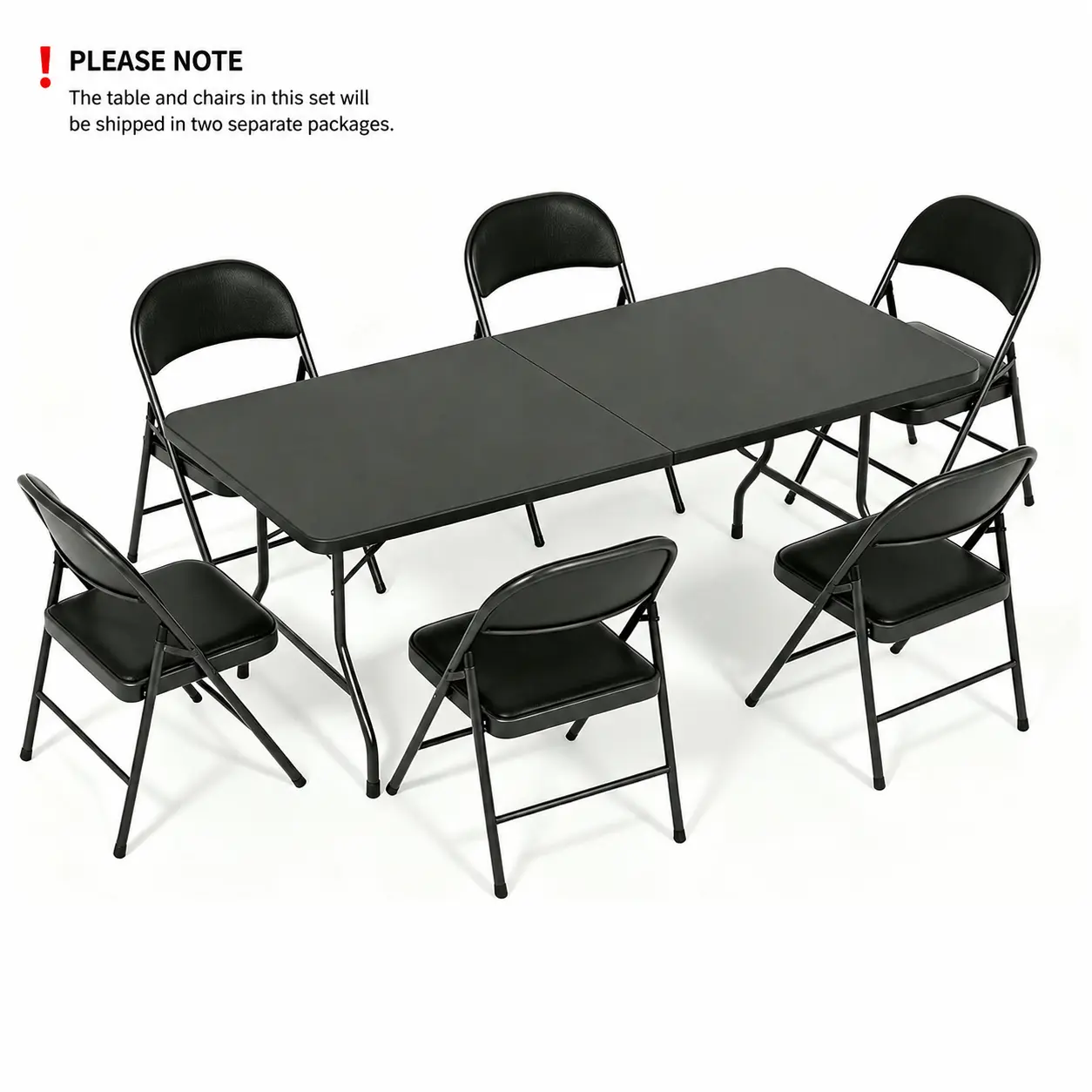 6FT Folding Table and Chairs Set, Portable Table with 6 PU Padded Folding Chairs for Family Gatherings, Parties and Indoor & Outdoor Events activity Furniture Sets Dining Garden Conversation Sets Outdoor Reception Set Patio Furniture Sets