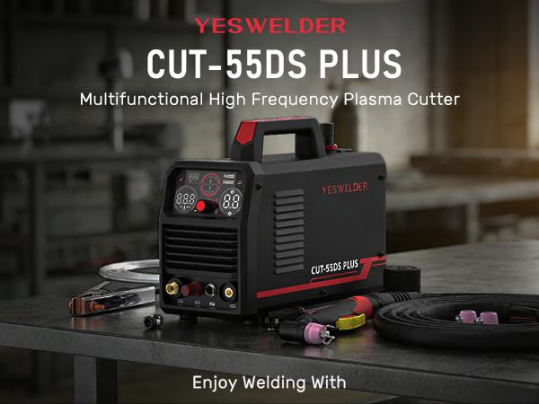 YESWELDER CUT-55DS-PLUS 110/220V Air Plasma Cutter 55Amp | High-Frequency Start & Non-Touch Pilot Arc | 2-in-1 Multifunctional Metal Cutting Machine with Plate/Grid Cutting