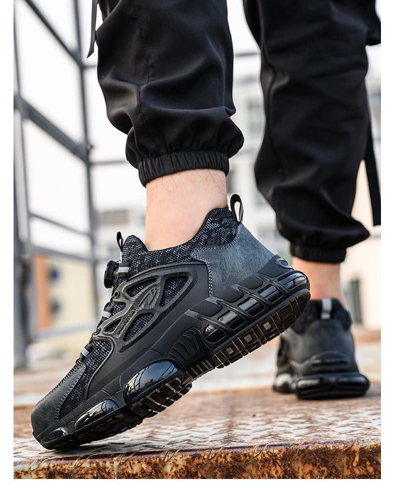 Men's Steel Toe Safety Sneakers with Swivel Buckle - Puncture-Proof Kevlar Midsoles, Anti-Slip Rubber Sole, Breathable Mesh Upper, Durable Work Boots for Outdoor Activities, Blue Collar Workers, Nurses