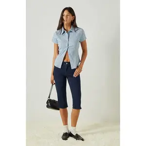 Beverly and Beck Women's Clara Striped Button Up Top