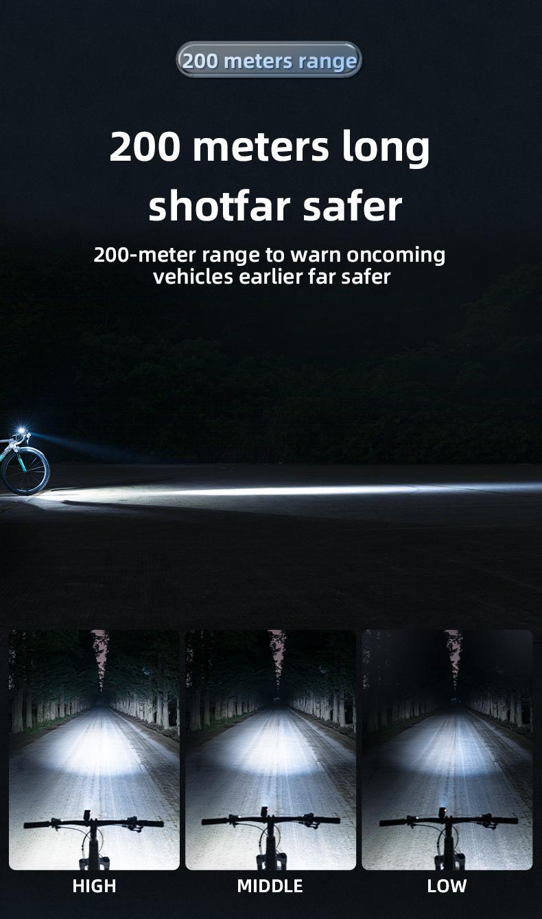 ROCKBROS Bike Lights USB Rechargeable IPX6 Waterproof Bike Headlight Easy Installation Bright Bike Front Light for Night Riding