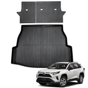 Canvcle Cargo Mats with Backrest Mat for Toyota RAV4 2019-2025 Accessories TPE Trunk Liners Waterproof & Stain-Resistant All Weather Protection