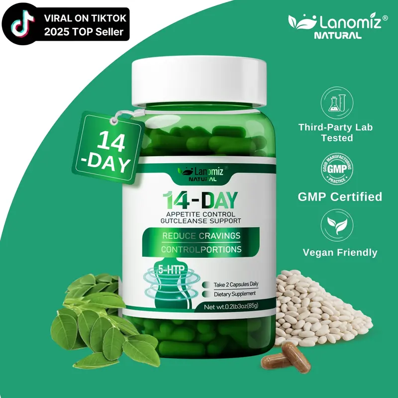 LANOMIZ Metabolic Support Complex with White Kidney Bean & 5-HTP, Plant-Based Energy, 60 Capsules, Body Balance, Vegan, Gluten-Free, Non-GMO - Natural Ingredients