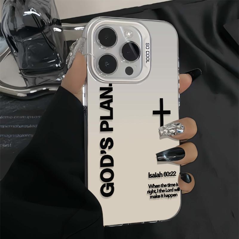 God's Plan Phone Case Cross Pattern Religious Art Fashion TPU Laser Craft Anti-Drop Case for iPhone 17 16 15 14 13 12 11 Samsung Galaxy S25 S24 S23 S22