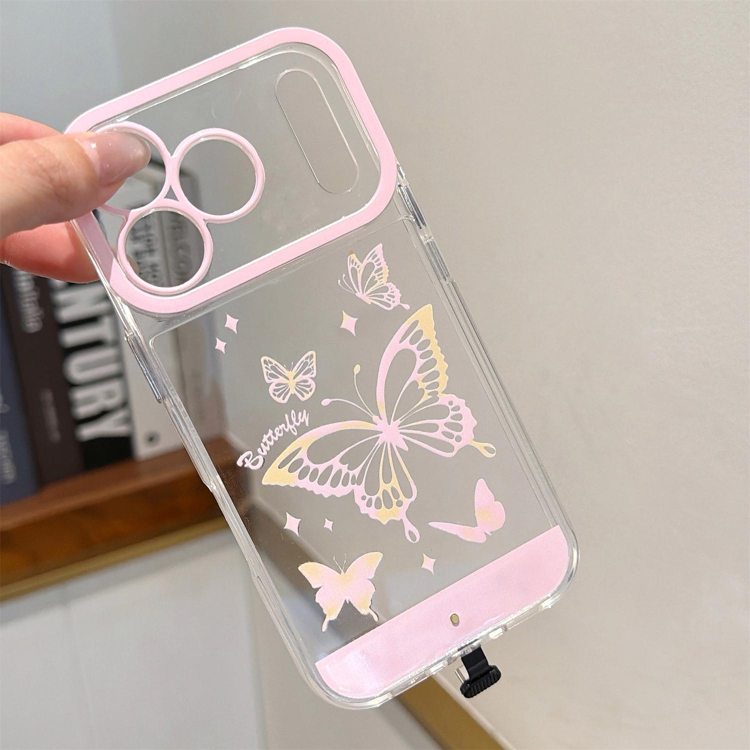 Cute Clear LED Flash Butterfly Pattern Phone Case for iPhone 17 Pro Max/17 Air 17 16 Pro 15 plus 14 13,Soft TPU Full Camera Lens Shockproof Protective Phone Cover