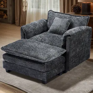 SweetGO corporation 42" Plush Single Sofa Accent Chair with Ottoman for Living Room/Bedroom, Modern Couch for Cozy Lounge Chair for Reading