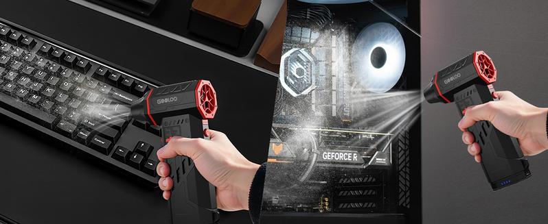 GOOLOO F5 Compressed Air Duster, Dual Removable Batteries, 180,000RPM Electric Air Duster, 3-Gear Adjustable Mini Handheld Leaf Air Blower Cordless for Car Detailing, PC, Keyboard, Snow Cleaning