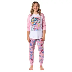 Sailor Moon Pajamas Women's Character Poster Raglan Shirt And Jogger Pants Pajama Set