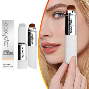 Color Changing Cover Cream Stick - Color-Changing Foundation & Concealer with Detachable Brush, Full to Medium Coverage, Moisturizing Makeup for All-Day Radiant Wear