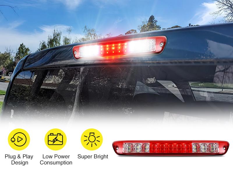 Nilight Third Brake Light Tail High Mount 3rd Stop Cargo Reverse LED Lights Red Lens Compatible with Chevy Colorado and GMC Canyon 2004 2005 2006 2007 2008 2009 2010 2011 2012 Pickup Truck