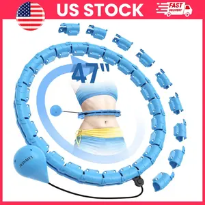 Weighted Hula Circle Hoop for Adults | Infinity Fitness Hoop 47 Inch with 24 Detachable Links & Gravity Ball | Fun Home Workout Hoop, Plus Size Exercise Hoop for Beginners, Teens & Adults | Adjustable, Durable ABS Hoop