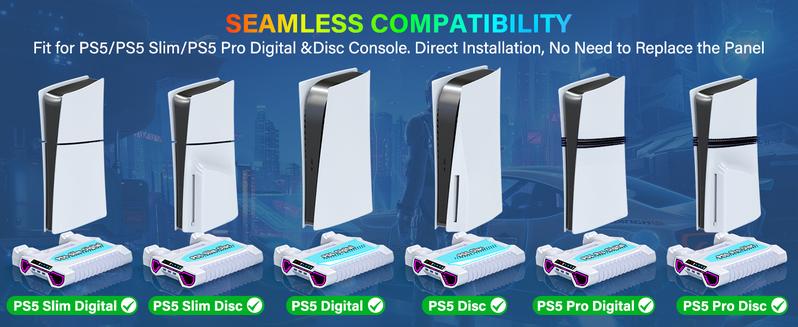 PS5 Cooling Station Charging Base with Upgraded Touch Screen for Standard/Slim/Pro, All-in-One Stand Compatible Disc/Digital, Dual Controller Charger,3-Level Cooling Fan, 3 USB Hub, Best Christmas Gift for Gamers