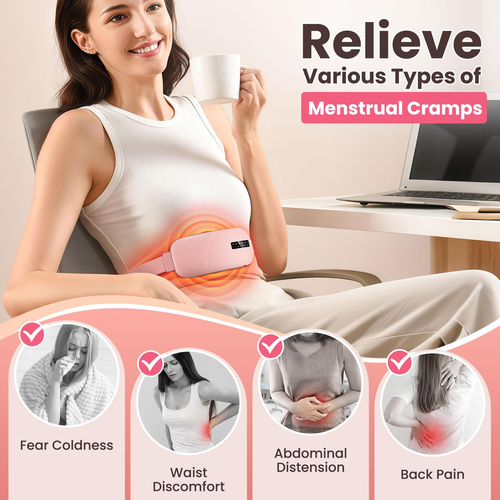 Menstrual Heating Pad Smart Uterus Warmer Belt Cordless Electric Waist Belt with 5 Heat Levels 4 Massage Modes for Menstrual Relief & Abdominal Massage lumbar massager vibration portable pada warm palace Pad and Vibrating Massager cramps