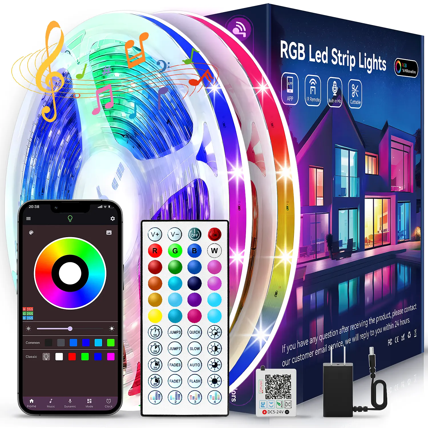 RGB LED Strip Lights luces led en el cuarto, App-Controlled Color-Changing Music-Sync Indoor Ambience Lights (100FT/50FT/9.84FT) for Gaming Room, Home House Decor, Room Accessories, Tech Gadgets, Bedroom Gift, DIY Option, Led Lights Bedroom