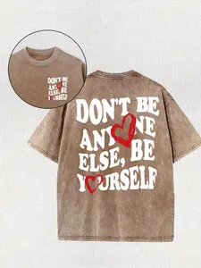 Valentine'S Day Fun Print Design T-Shirt | 230G High-Quality Double-Sided Printed, Round Neck Short Sleeve, Vintage Washed, Casual Everyday Wear, 100%