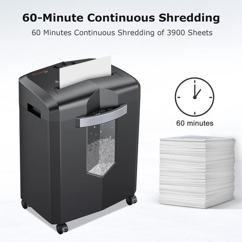 Bonsaii 12-Sheet Micro Cut Shredders for Home Office,60 Minute P-4 Security Level Paper Shredder for CD,Credit Card, Mails,Staple, 4.2Gal Pullout Bin