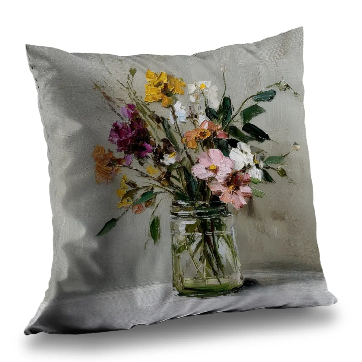 MWW C1PC18189T2V27 Default 18x18 in. Breathable White Polyester Twill Weave Still Life Throw Pillow - Elegant Home Textiles Accessory for Cozy Corners