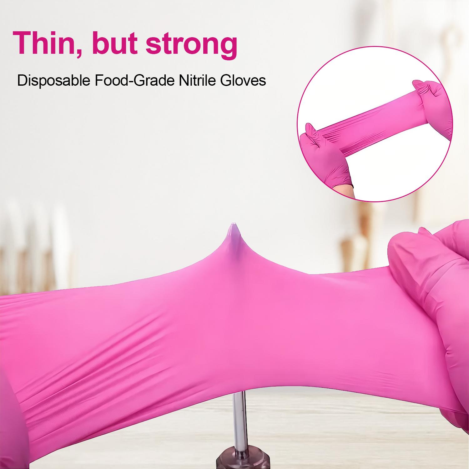 5/10Pair Durable Rose Red Nitrile Dishwashing Gloves,Non-Medical Grade, Latex-Free, Suitable for Permanent Makeup, Nail and Hair Services, Painting, Odor-Free Household Bathroom Cleaning Gloves, Multi Purpose Glove