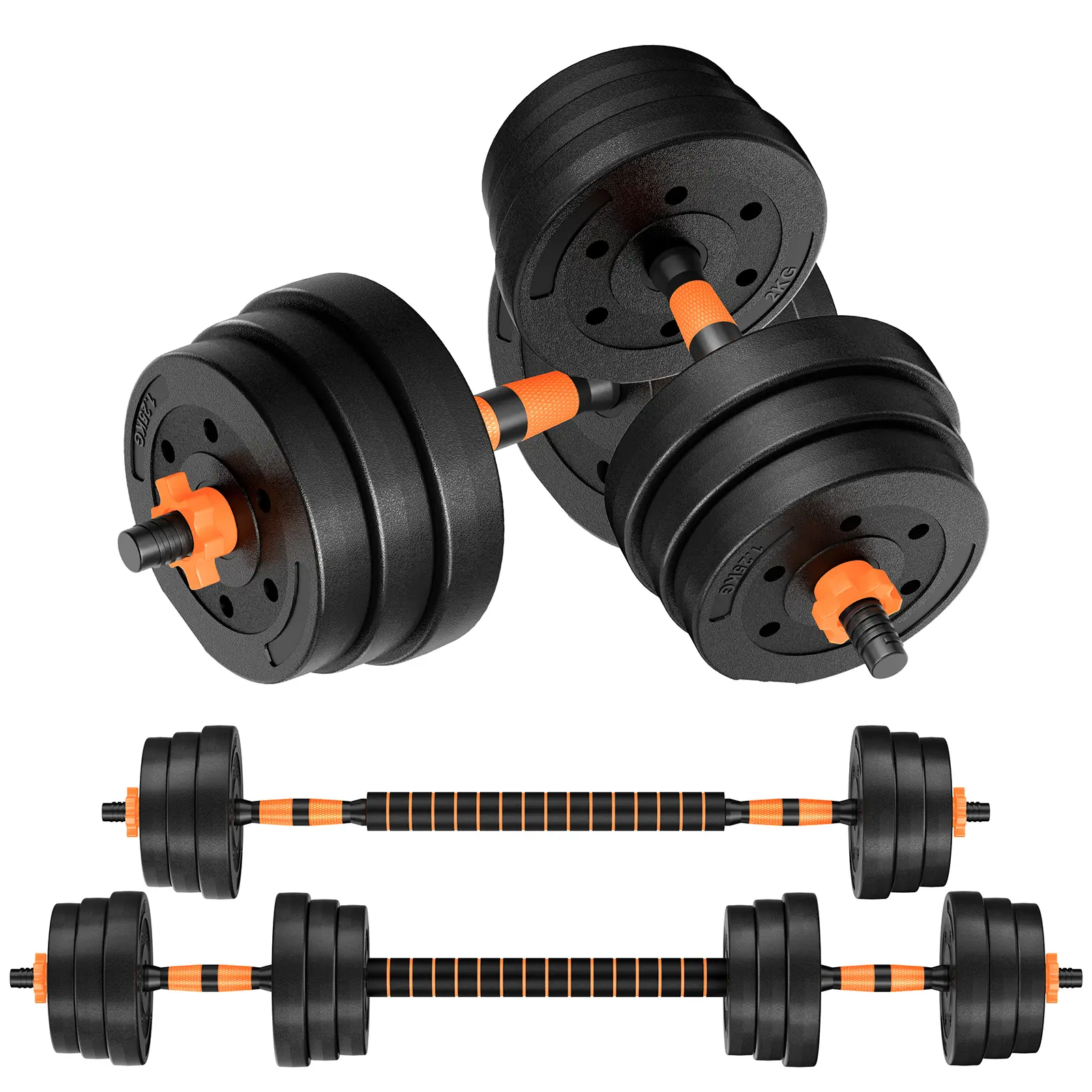 Adjustable dumbbell set,22/44/66lbs Free Weights set Used as dumbbells and Barbell, Fitness Exercise for Home Gym Suitable for Men/Women