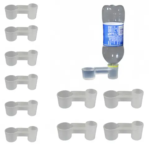 10-Cup Bird Pack Birds Feeder & Poultry Feeder Cups, 4.3x1.96in Soda-Bottle Compatible Detachable Reusable Eco-Friendly Polypropylene Plastic Cage Tool for Chicken Coop Accessories