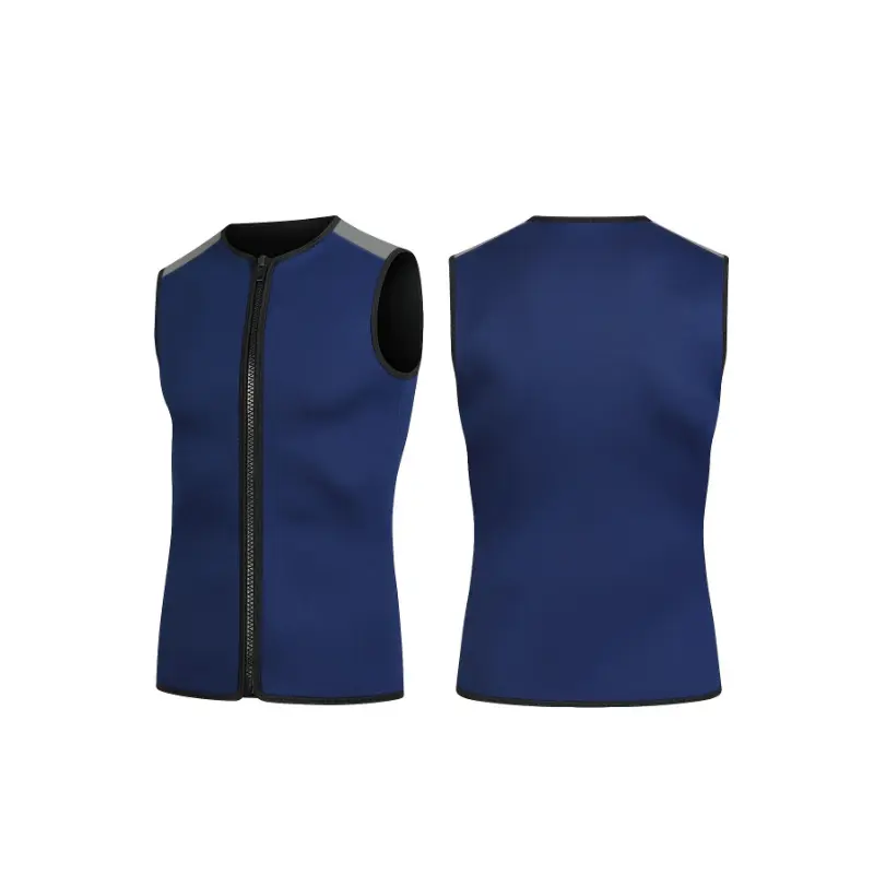 Men's 3mm Neoprene Blend Sleeveless Wetsuit Vest - Patchwork Look, Front Zipper, Medium Stretch Skinny Fit, for Snorkeling, Surfing, M