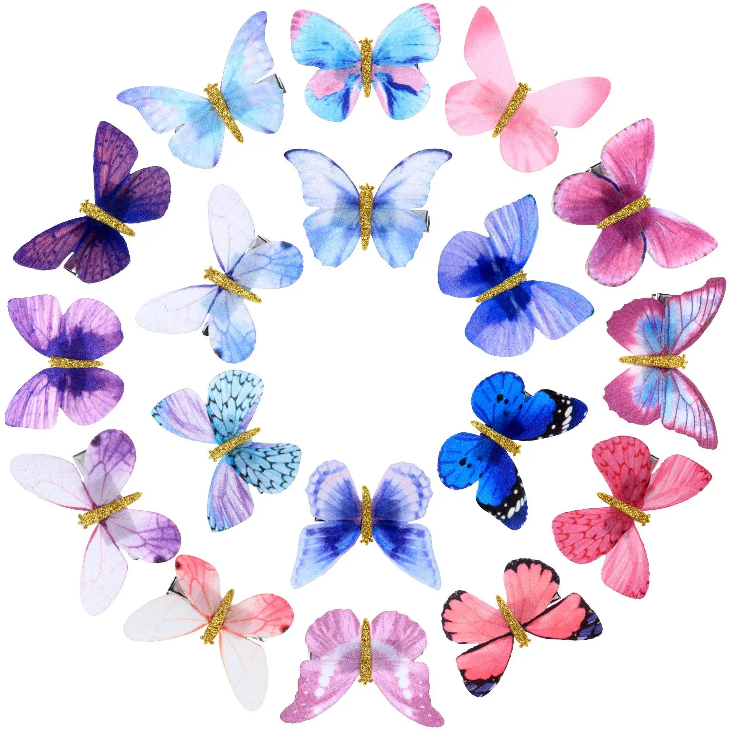 18 Pieces Glitter Butterfly Hair Clips For Teens Women Accessories (fresh Styles)
