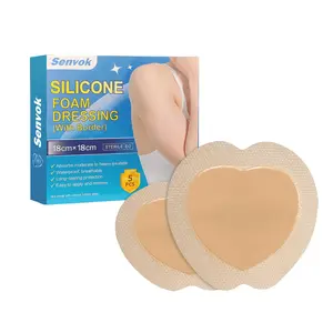 Silicone Foam Dressing with Border Adhesive 18*18cm Wound Dressing First Aid Bandage for Wound Care 5 Pack