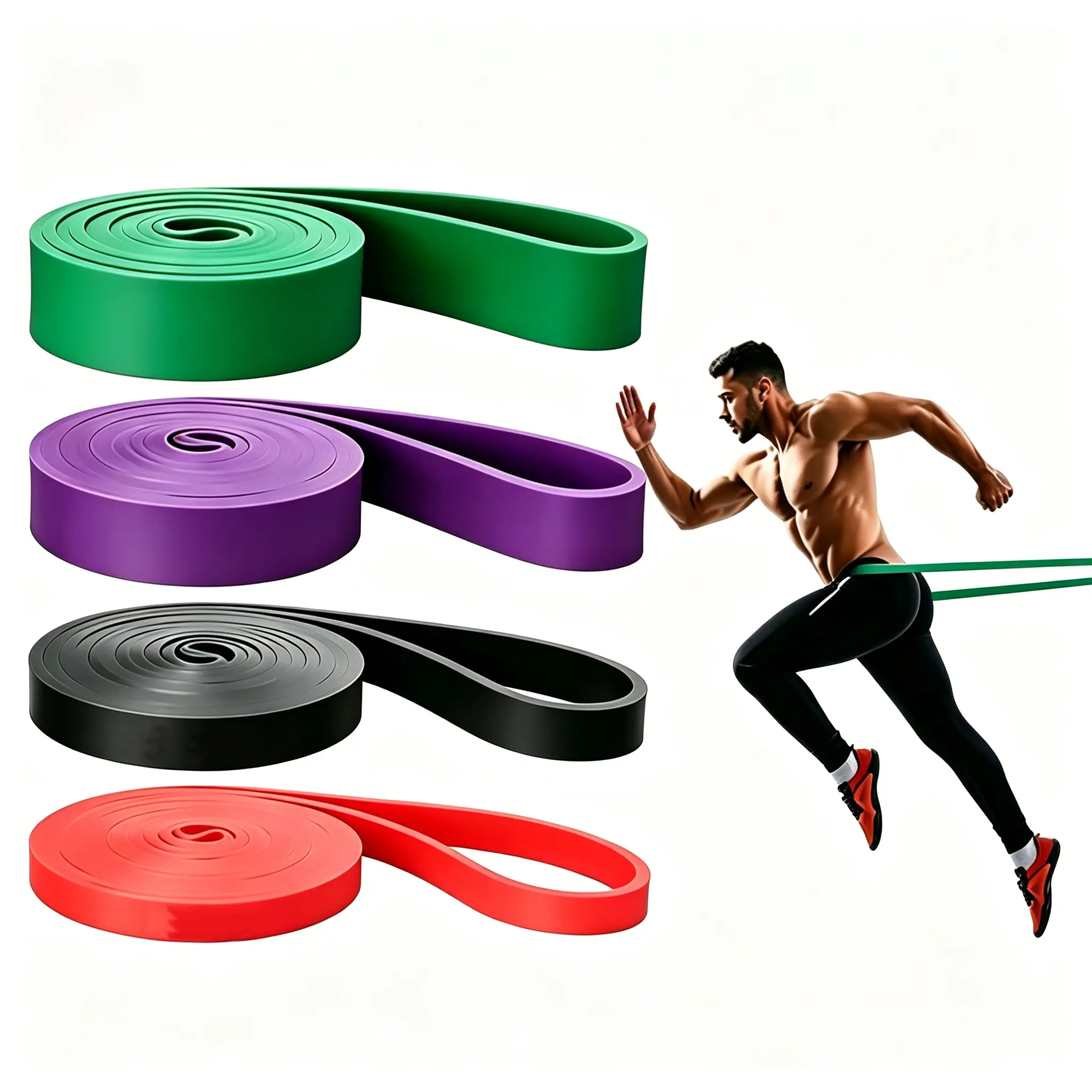 LHU Resistance Bands, Tough TPE 4-Pack Set for Athletic Training, Pull-Up Assistance & Strength Workouts - Unisex Workout Accessories, Resistance Band Workout