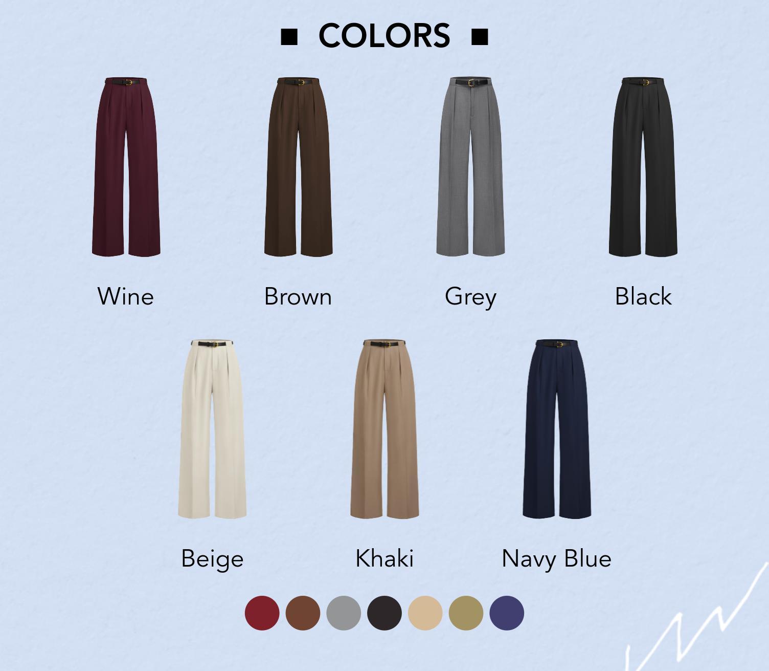 Cider [7 colors, size XXS Petite-XL Petite] Petite Mid Rise Solid Wide Leg Trousers With Belt