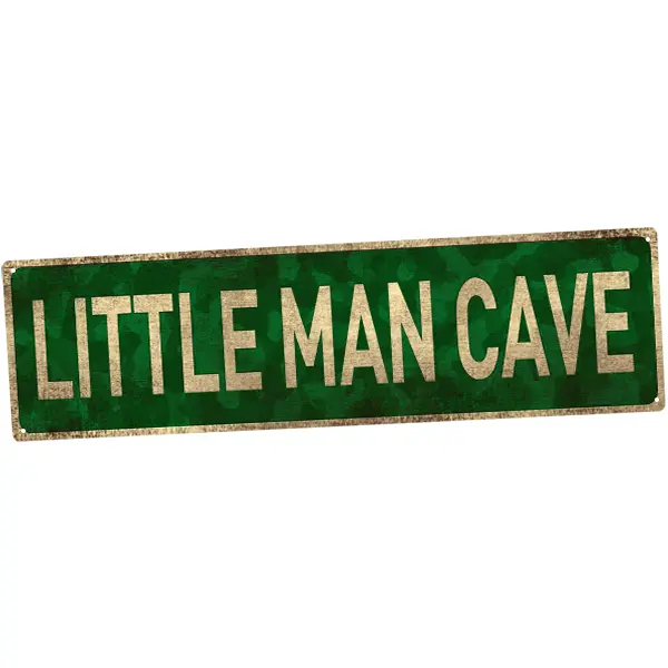 Retro Green Rectangle "LITTLE MAN CAVE" Waterproof Aluminium Wall Plaque - Mountable Home Decor Sign, Easy Install Fade Resistant Indoor Art for Boys' Room, Guy Gift