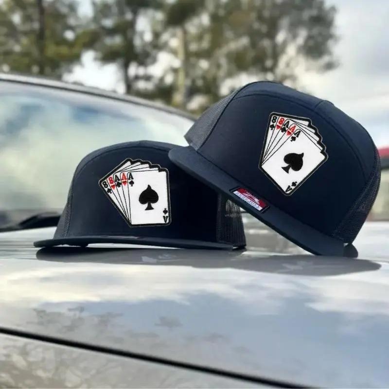 KING RANCH EWestern Ace Of Spades Khaki Brown Black Unisex 7 Panel Flatbill Snapback Hat, Fitted Unisex Baseball Cap Basic Casual Style