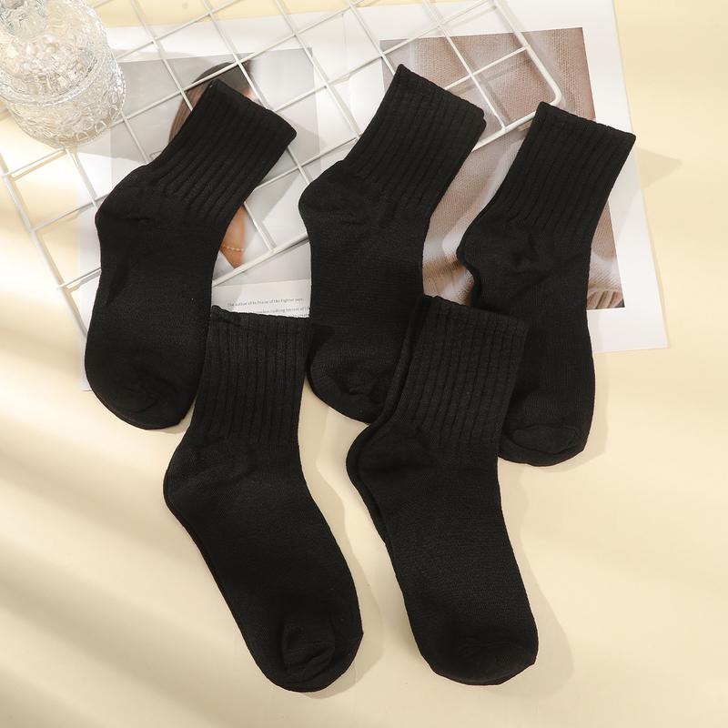 5 Pair Women's Medium Tube Socks Sports Socks Anti Odor Soft Crew Socks Comfortable Casual Socks Womenswear