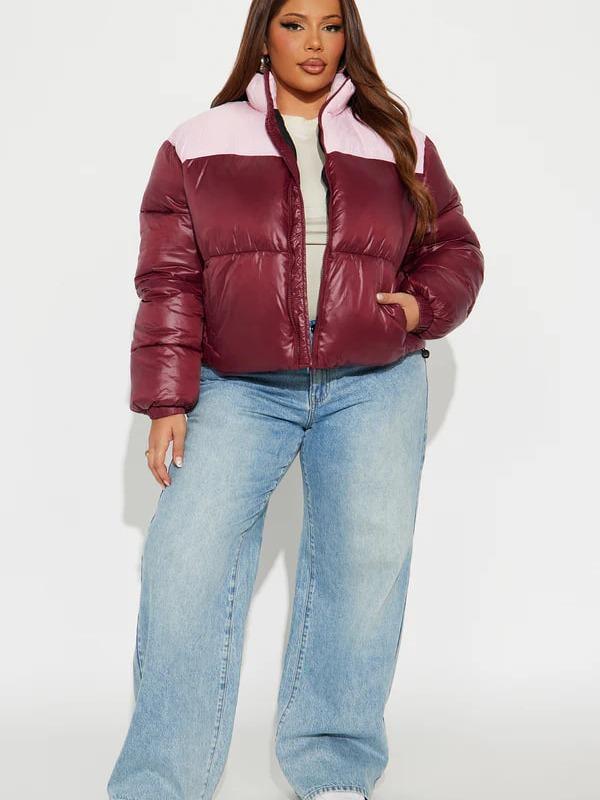 Raquel Puffer Jacket - Burgundy/combo