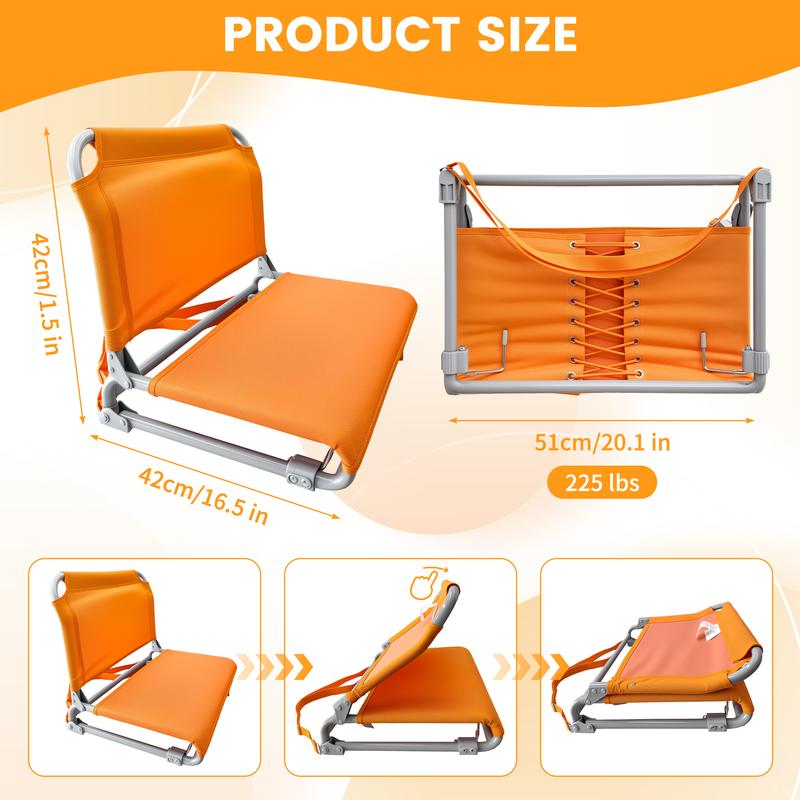 Game-Day Essential Foldable Waterproof Stadium Seat Heavy-Duty Portable Sports Chair with 600D Oxford Fabric & Ergonomic Curved Backrest