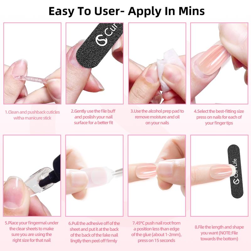 150PCS Cat Eye Press-On Nails Kit, CurvLife Soft Gel Nail Tips with 5 Magical Galaxy Shades – Pink, Emerald, Violet, Ocean Blue & Silver. Shimmering Aurora Cat Eye Effect, 30 Nails Per Style, 15 Sizes for Perfect Fit, Durable & Easy to Apply