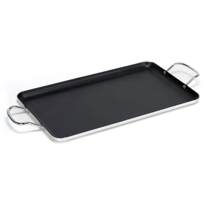 IMUSA Nonstick Stovetop Double Burner Griddle with Metal Handles, 19-Inch, Black
