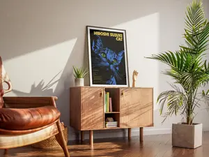 Hiroshi Suzuki Cat Poster | Retro Japanese Jazz Fusion Wall Art