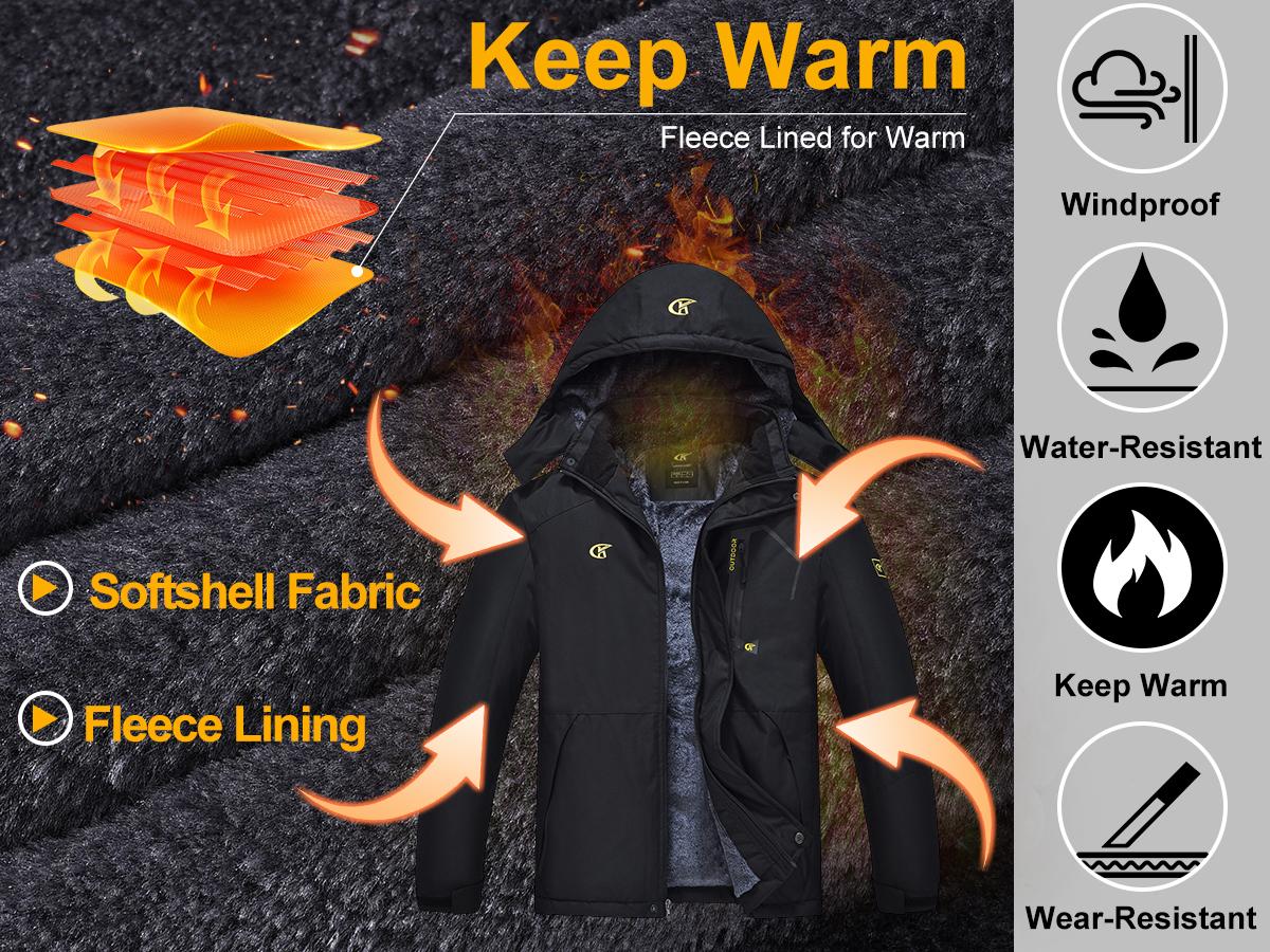 【Plus Size】Men's Winter Coats Waterproof Ski Snow Jacket Warm Fleece Jacket Parka Raincoats With Multi-Pockets Hooded Windproof Windbreaker Outdoor Fit Type Sports Outerwear【Plus Size,S-XXXXL】 【Plus Size】Men's Winter Coats Waterproof Ski Snow Jacket Warm Fleece Jacket Parka Raincoats With Multi-Pockets Hooded Windproof Windbreaker Outdoor Fit Type Sports Outerwear【Plus Size,S-XXXXL】