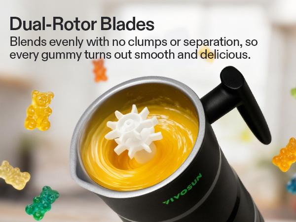 VIVOSUN Gummy Maker Machine, Hands-Free Candy Maker, Oil Infused Edible Mixer with Dual Rotor, Food-Grade Stainless Steel Pot and Silicone Molds, for Gummies Bear, DIY Candies, Party Treats