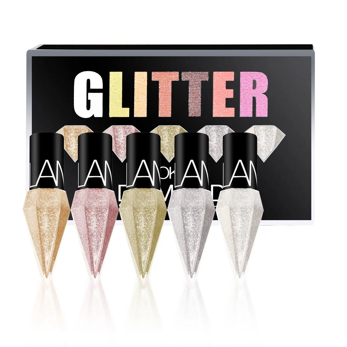 5-piece Diamond Shimmer Eyeliner Set, Glitter Liquid Eyeliner, Natural, Enhance Eye Makeup, Cosmetic, Makeup Products